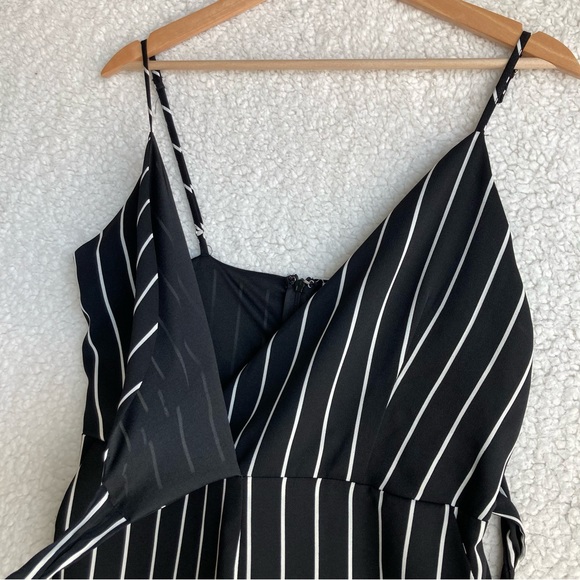 Revamped Women's black and white striped spaghetti strap jumpsuit, Sz S - Picture 6 of 16